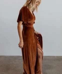 BB Custom Dresses Meghan Velvet Wrap Maxi Dress | Spice