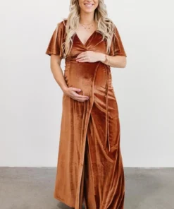 BB Custom Dresses Meghan Velvet Wrap Maxi Dress | Spice