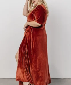 BB Custom Meghan Velvet Wrap Maxi Dress | Terracotta 27 BB Custom Meghan Velvet Wrap Maxi Dress | Terracotta