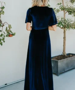 BB Custom Meghan Velvet Wrap Maxi Dress | Navy 9 BB Custom Meghan Velvet Wrap Maxi Dress | Navy