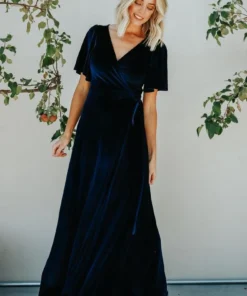 BB Custom Meghan Velvet Wrap Maxi Dress | Navy 13 BB Custom Meghan Velvet Wrap Maxi Dress | Navy