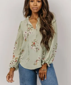 LUM Tops Midway Long Sleeve Top | Sage Floral