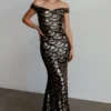 RR Dresses Milan Sequin Gown | Black + Gold