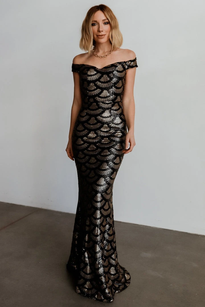 RR Dresses Milan Sequin Gown | Black + Gold 10 RR Dresses Milan Sequin Gown | Black + Gold