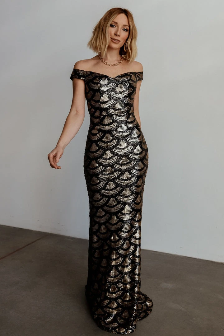 RR Dresses Milan Sequin Gown | Black + Gold 9 RR Dresses Milan Sequin Gown | Black + Gold