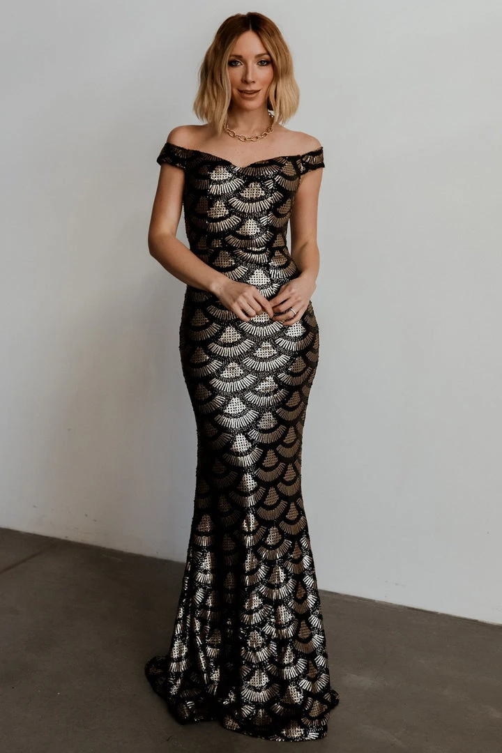 RR Dresses Milan Sequin Gown | Black + Gold 6 RR Dresses Milan Sequin Gown | Black + Gold