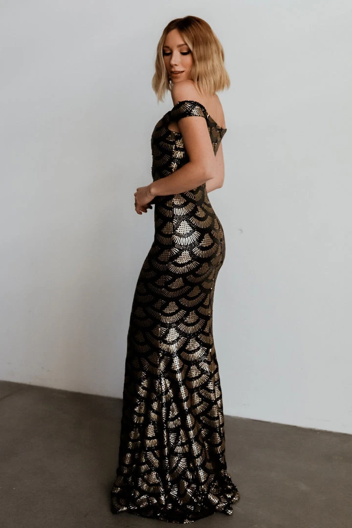 RR Dresses Milan Sequin Gown | Black + Gold 5 RR Dresses Milan Sequin Gown | Black + Gold
