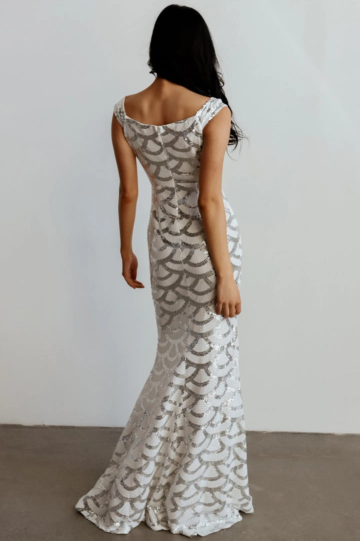RR Dresses Milan Sequin Gown | White + Silver 7 RR Dresses Milan Sequin Gown | White + Silver