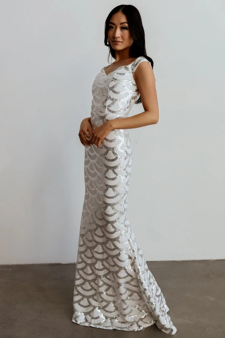 RR Dresses Milan Sequin Gown | White + Silver 9 RR Dresses Milan Sequin Gown | White + Silver