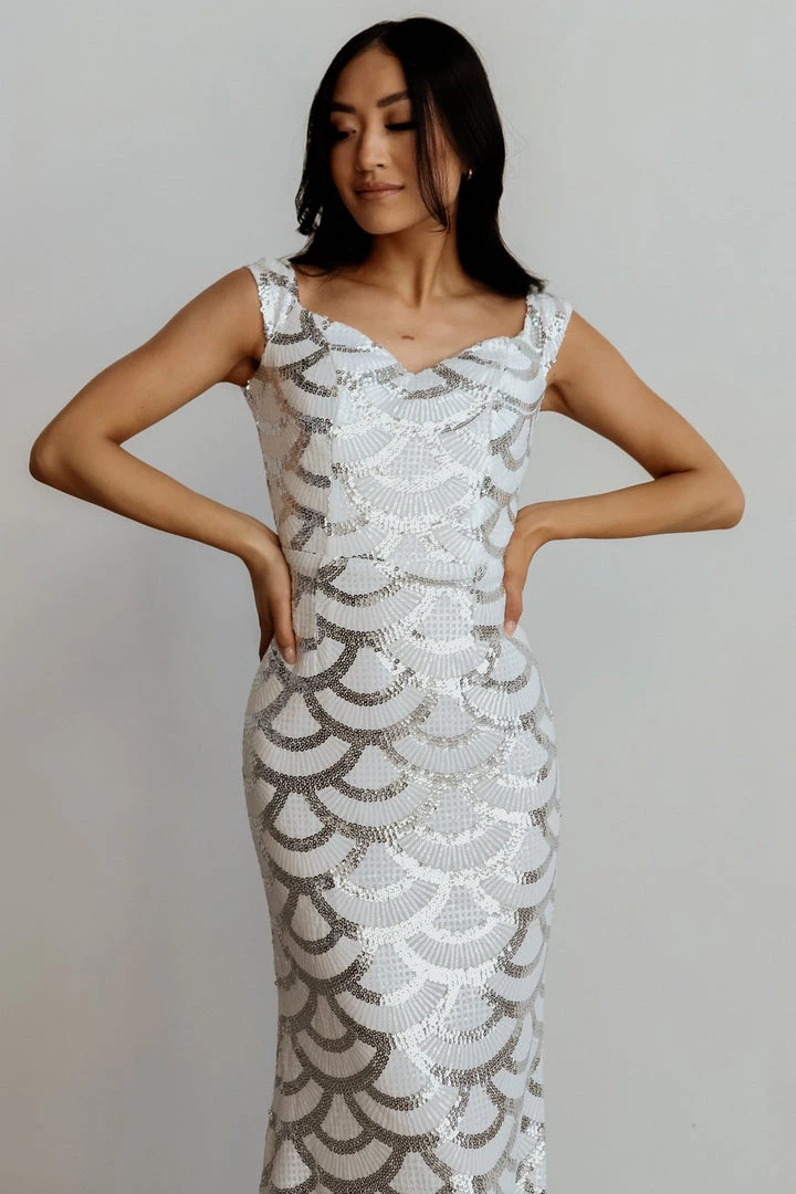 RR Dresses Milan Sequin Gown | White + Silver 8 RR Dresses Milan Sequin Gown | White + Silver