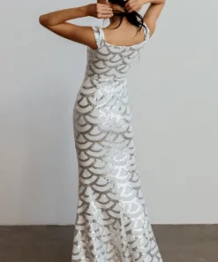 RR Dresses Milan Sequin Gown | White + Silver 19 RR Dresses Milan Sequin Gown | White + Silver