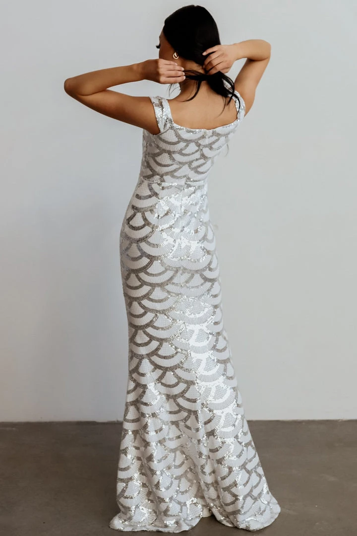 RR Dresses Milan Sequin Gown | White + Silver 10 RR Dresses Milan Sequin Gown | White + Silver