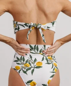EN Milos High Waist Tie Bikini Bottom | Lemon Print Swim
