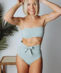 EN Milos High Waist Tie Bikini Bottom | Sage Swim