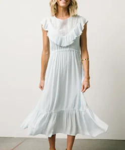 IL Misty Lace Panel Midi Dress | Sky Blue