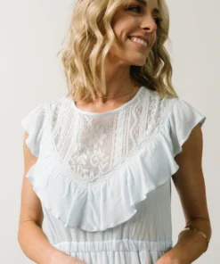 IL Misty Lace Panel Midi Dress | Sky Blue