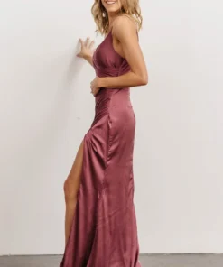 RR Monet Satin Gown | Deep Mauve Dresses