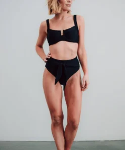BJB Montego High Waist Tie Bikini Bottom | Black
