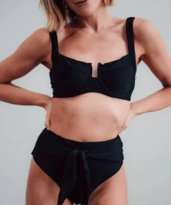 BJB Montego High Waist Tie Bikini Bottom | Black