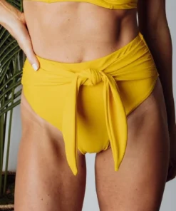 BJB Swim Montego High Waist Tie Bikini Bottom | Yellow