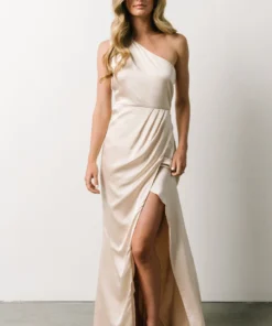 SL Dresses Morgan One Shoulder Gown | Champagne