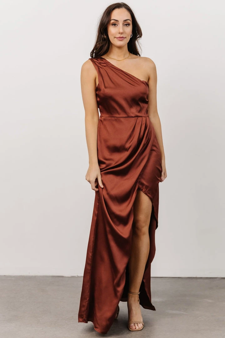 SL Morgan One Shoulder Gown | Cinnamon 2 SL Morgan One Shoulder Gown | Cinnamon