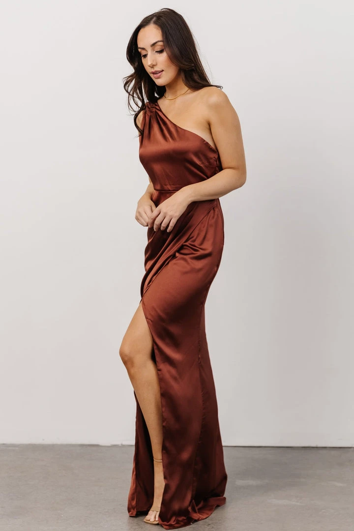 SL Morgan One Shoulder Gown | Cinnamon 4 SL Morgan One Shoulder Gown | Cinnamon