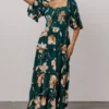 BB Custom Natasha Ruffle Maxi Dress | Deep Green Floral Dresses