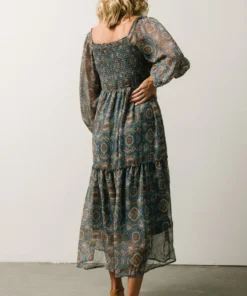 IL Dresses Nellie Smocked Midi Dress | Blue Print 8 IL Dresses Nellie Smocked Midi Dress | Blue Print