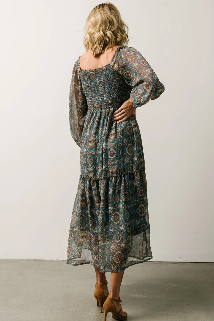 IL Dresses Nellie Smocked Midi Dress | Blue Print 3 IL Dresses Nellie Smocked Midi Dress | Blue Print