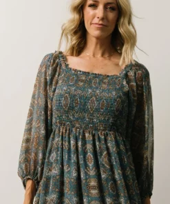 IL Dresses Nellie Smocked Midi Dress | Blue Print 10 IL Dresses Nellie Smocked Midi Dress | Blue Print