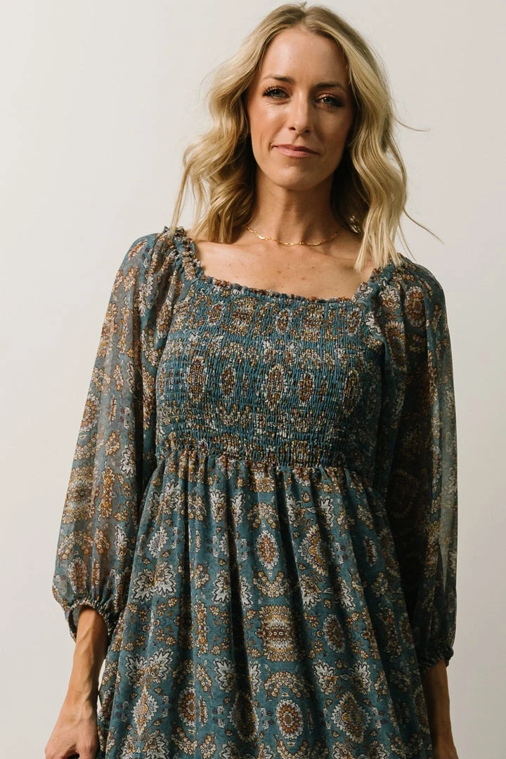 IL Dresses Nellie Smocked Midi Dress | Blue Print 5 IL Dresses Nellie Smocked Midi Dress | Blue Print