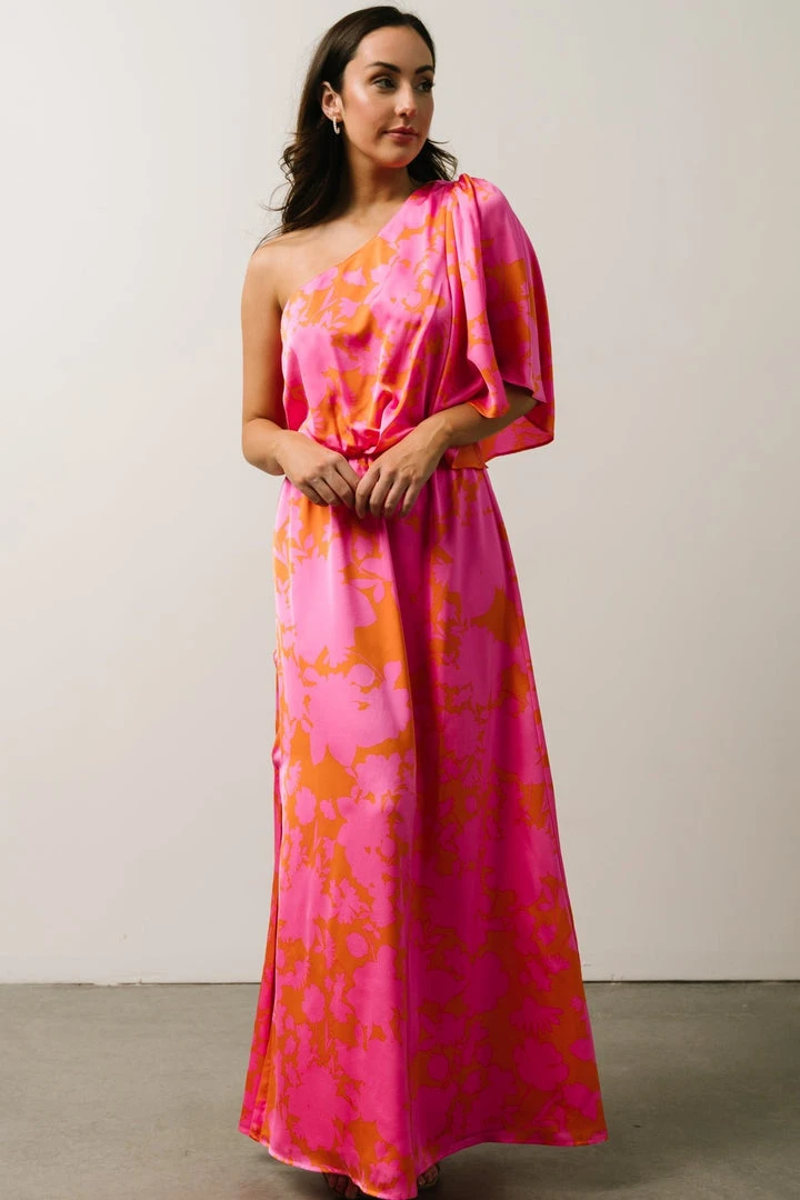 SL Nevaeh One Shoulder Maxi Dress | Hot Pink Floral 5 SL Nevaeh One Shoulder Maxi Dress | Hot Pink Floral