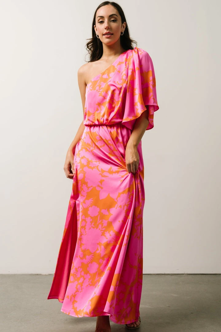 SL Nevaeh One Shoulder Maxi Dress | Hot Pink Floral 1 SL Nevaeh One Shoulder Maxi Dress | Hot Pink Floral