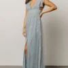 Soi Nova Shimmer Maxi Dress | Dusty Blue + Silver Dresses
