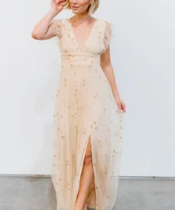 Soi Nova Shimmer Maxi Dress | Gold