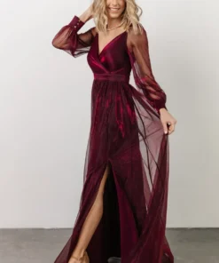 Soi Dresses Octavia Shimmer Gown | Mulberry