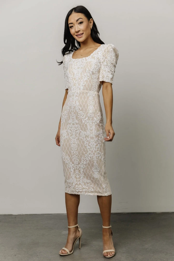 RR Dresses Odessa Sequin Midi Dress | White 6 RR Dresses Odessa Sequin Midi Dress | White