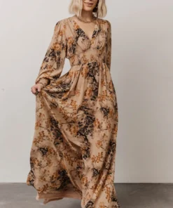 BB Custom Dresses Olivia Maxi Dress | Camel Print