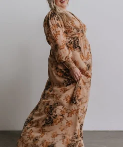 BB Custom Dresses Olivia Maxi Dress | Camel Print