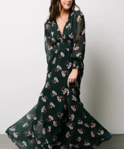 BB Custom Olivia Maxi Dress | Dark Green Floral