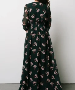 BB Custom Olivia Maxi Dress | Dark Green Floral