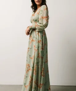 BB Custom Maxi Dresses Olivia Maxi Dress | Sage + Peach Floral