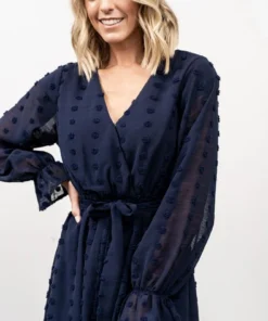 POL Paisley Dot Midi Dress | Navy