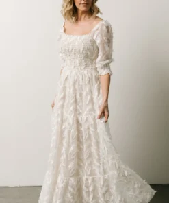 BB Custom Paloma Smocked Feather Maxi Dress | Off White 13 BB Custom Paloma Smocked Feather Maxi Dress | Off White