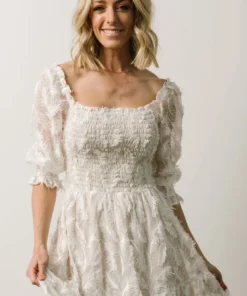 BB Custom Paloma Smocked Feather Maxi Dress | Off White 12 BB Custom Paloma Smocked Feather Maxi Dress | Off White