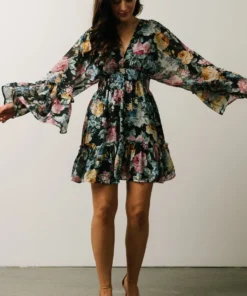 DF Pansy Mini Dress | Black Multi Floral Dresses 14 DF Pansy Mini Dress | Black Multi Floral Dresses