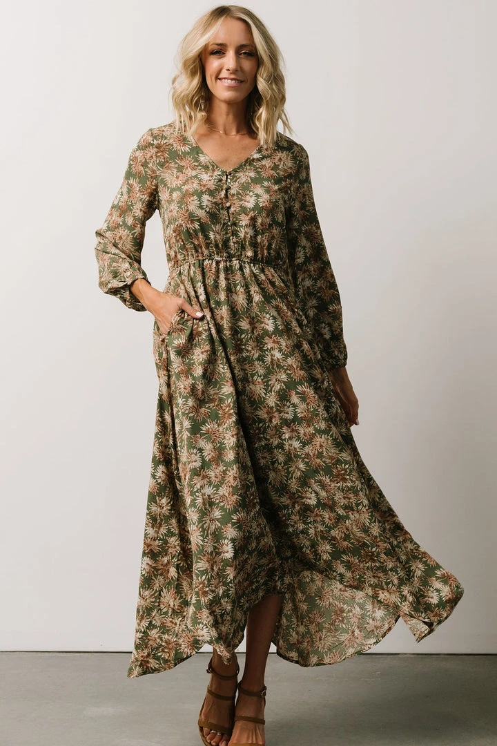 HAY Patrice Maxi Dress | Olive Print Dresses 1 HAY Patrice Maxi Dress | Olive Print Dresses
