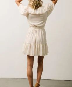 FT Pearl Swiss Dot Mini Dress | Cream