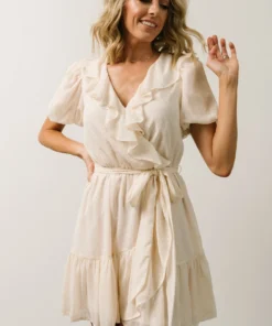 FT Pearl Swiss Dot Mini Dress | Cream